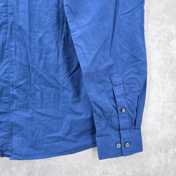 J Ferrar Blue Slim Fit Cotton Button Down Long Sleeve Work Mens Shirt XL - Picture 5 of 7